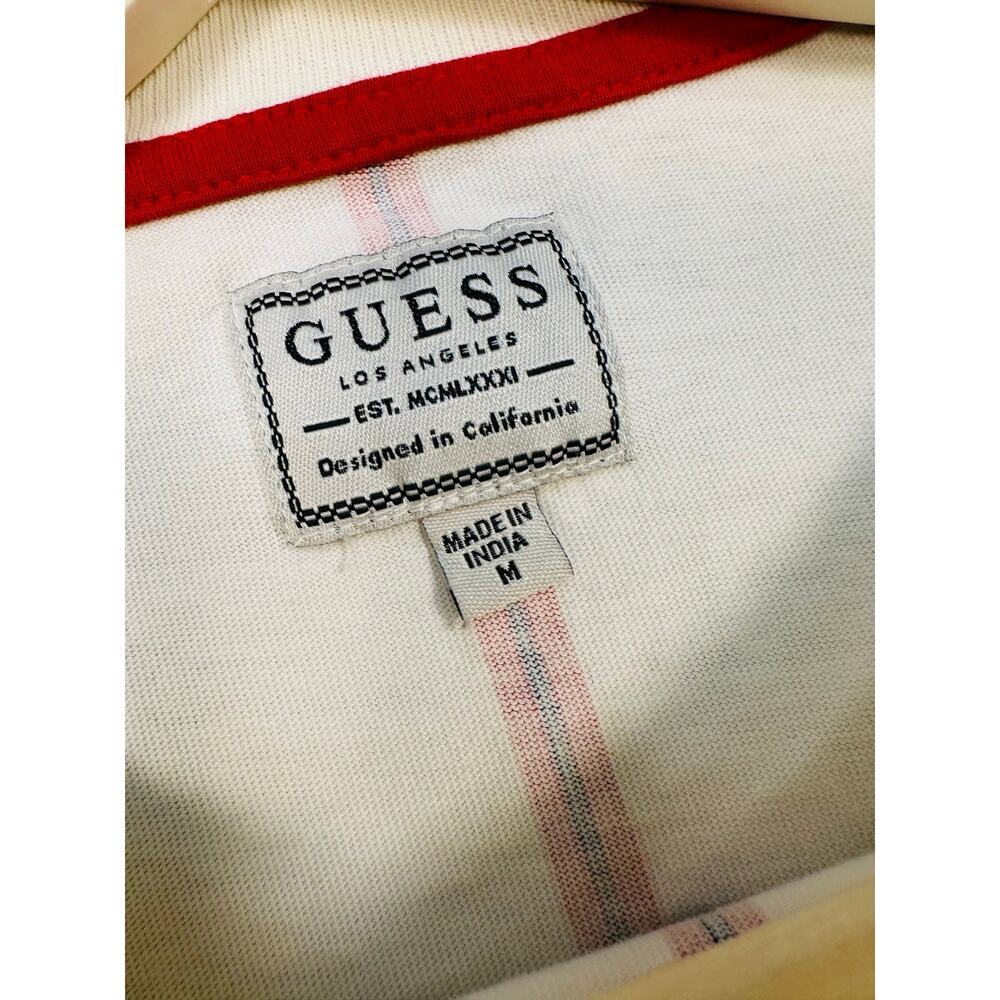 Guess Striped Long Sleeve Embroidered Logo Tee Size Medium - Picture 4 of 6